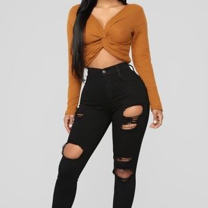 Rust cropped sweater